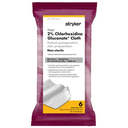 [SCHG-P] Sage 2% CHG Antibacterial Cloths (Packet)