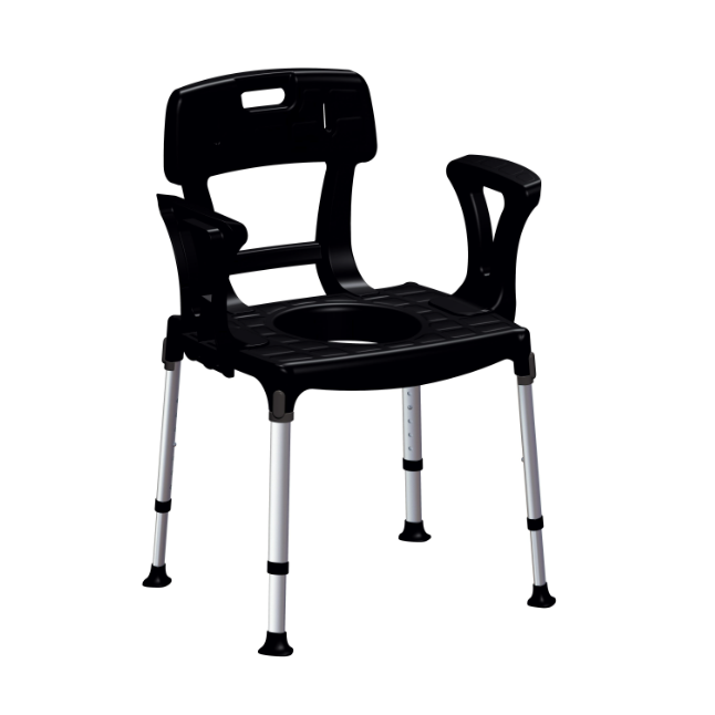 [KING-BCMDBA-01KN] King Commode Chair with Backrest and Armrest (Black)