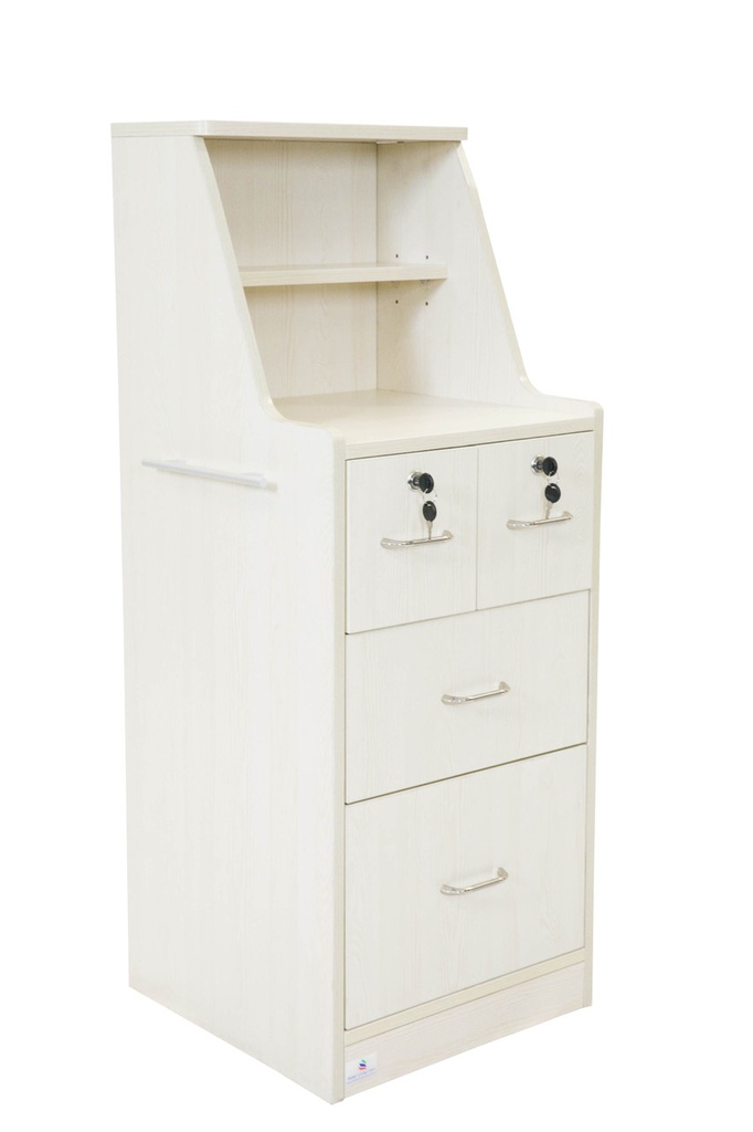 [A02-SHF-BCH-SL] Hutch Cabinet With Locking Drawers (Beech Woodgrain, Single Locking Drawer)