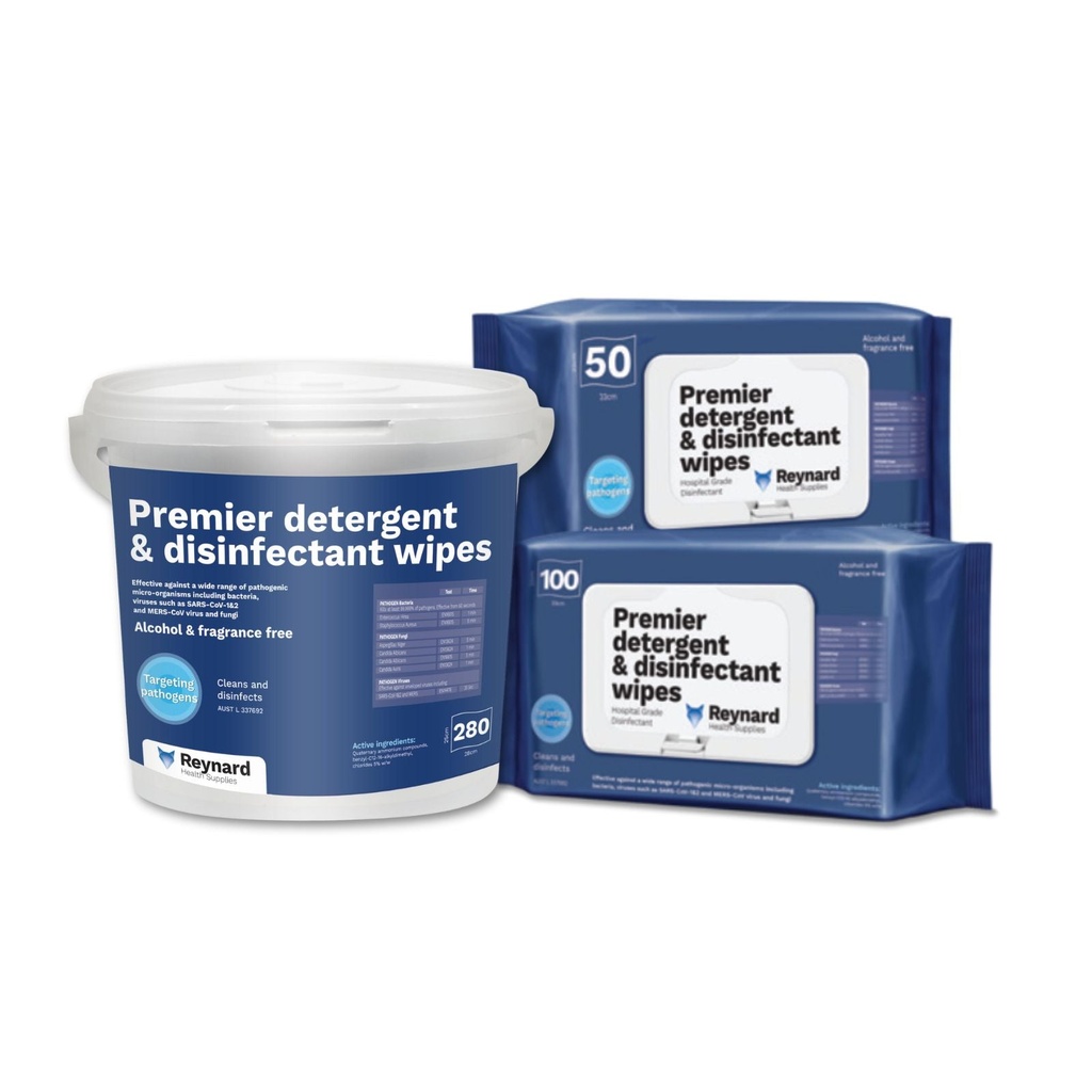[HN-RHS218] Reynard™ Premier Detergent & Disinfectant Wipes (Soft Pack 100 (CARTON OF 6))