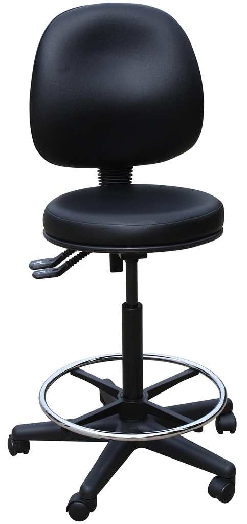 [1383-BK] Surgeon Stool with Backrest and Footrest (Black)
