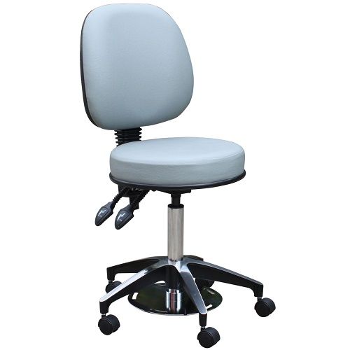 [1385A-BK] Foot Control Surgeon Stool with Backrest (Black)