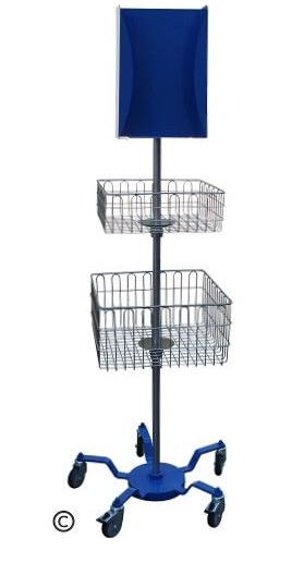 [1585.2] Mobile PPE Stand (1 Small & 1 Large Basket)
