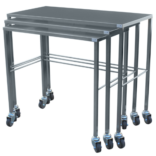 [1553.S] Nest of Three Stainless Steel Instrument Tables (Small)