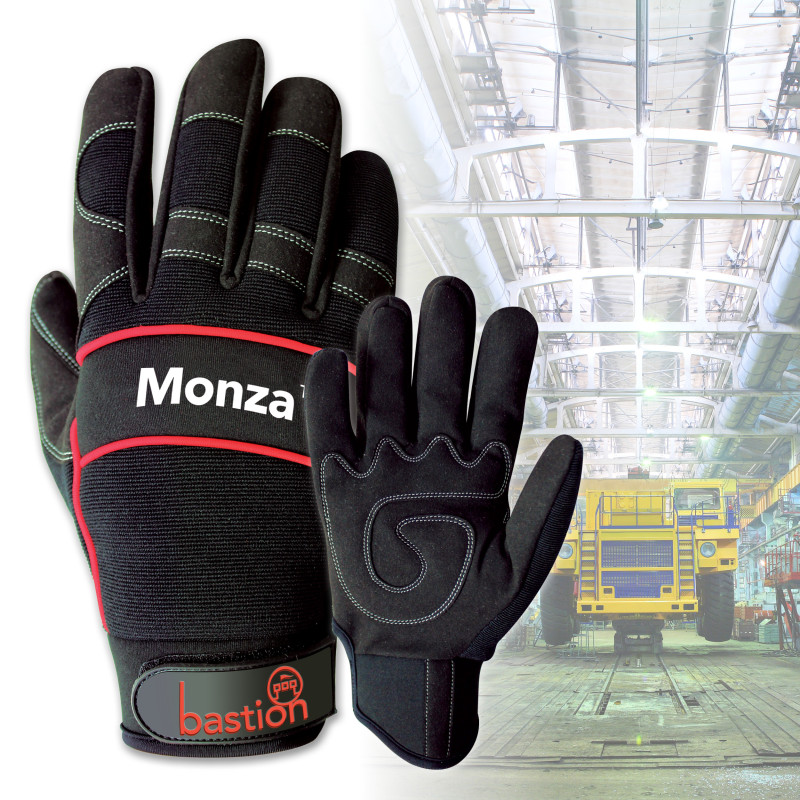 [BLG6532] Monza Black Mechanics Gloves - Synthetic Leather (Small)