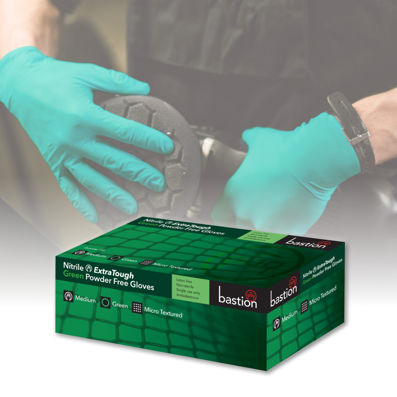 [BNG6842] Nitrile Extratough Green Gloves - Powder Free - Micro Textured (Small)