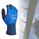 Savona Blue Nylon Gloves - Full Latex Coating, Black Sandy Foam Latex Palm Coating