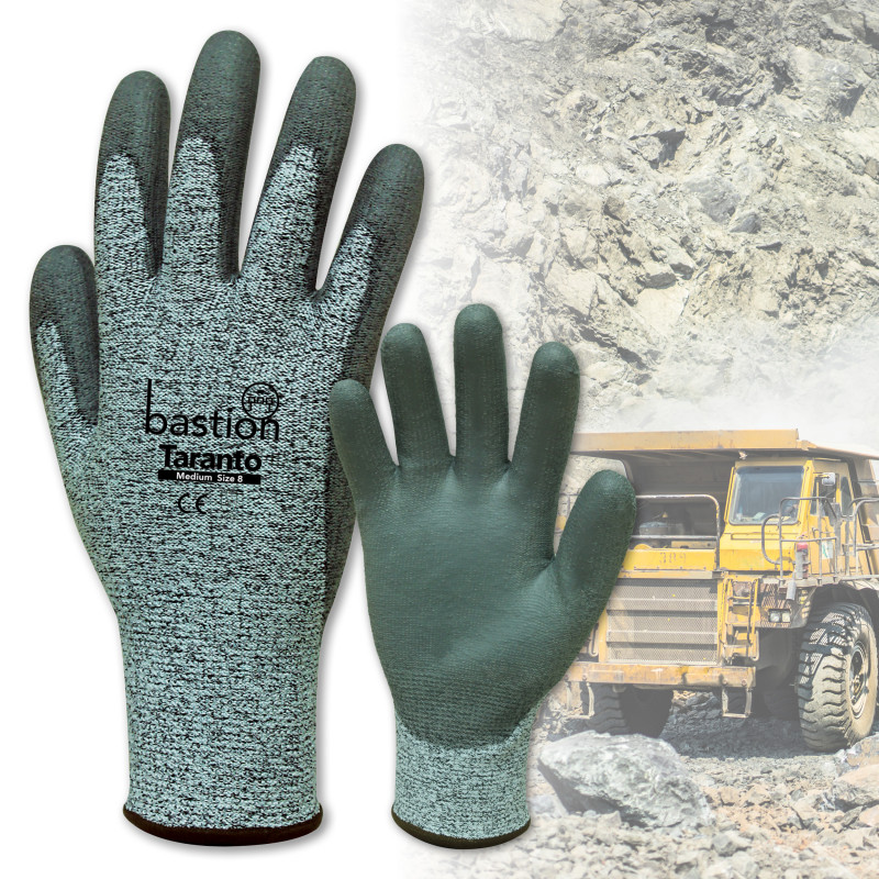 [BSG63122] Taranto Cut 5 Grey HPPE Gloves - Grey Polyurethane Palm Coating (Small)