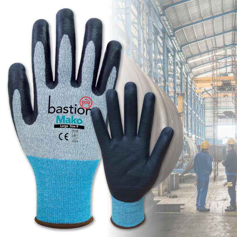 [BSG66532] Mako Cut 3 Grey Hppe/spandex Gloves - Black Micro Foam Flex Nitrile Coating (Small)