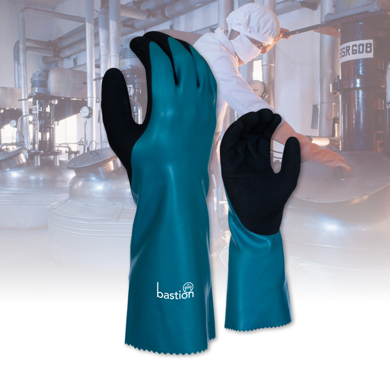 [BSG74933] Rapallo 350MM Cut A Nitrile Chemical Resistant Gloves - Black Sandy Nitrile Palm Coating (Medium)