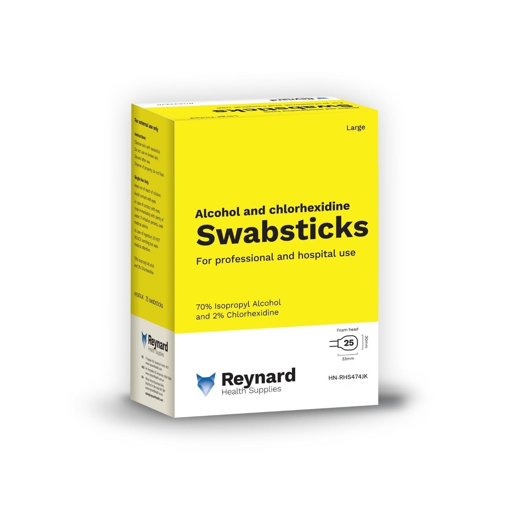 [HN-RHS474JK] Reynard™ 2% Chlorhexidine & Alcohol Large Swabsticks