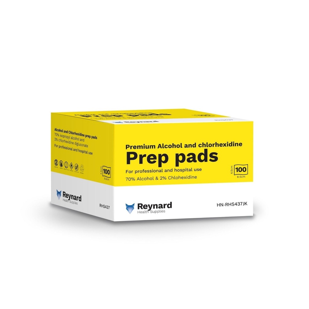 [HN-RHS437JK] Reynard™ Premium 2% Chlorhexidine & Alcohol Prep Pads