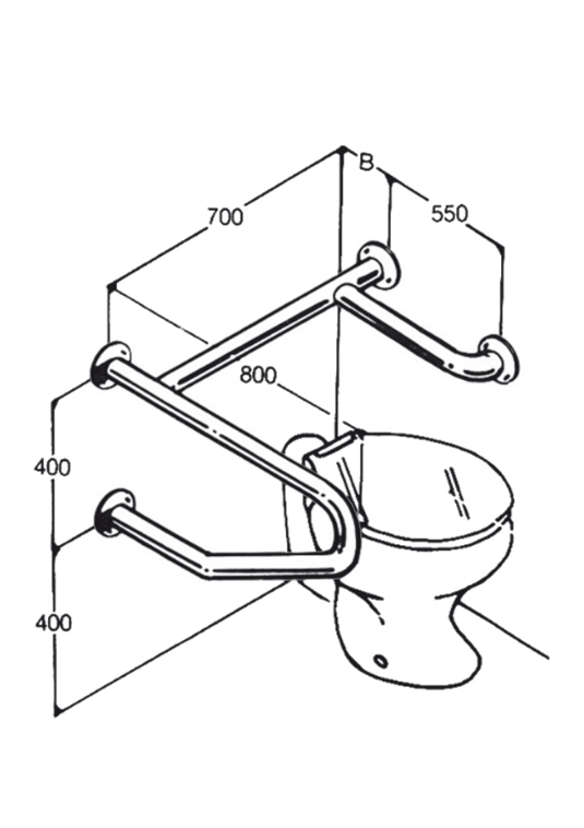 [AC0720] Toilet Rail - Type 15 (Opposite Dimensions)