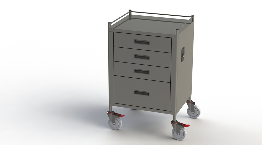 [FD18-4065] Anaesthetic 4 Drawer Trolley (Stainless Steel)
