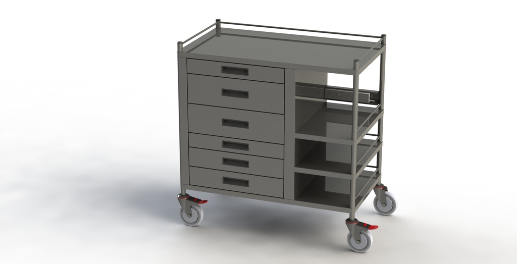 [FE18-6290] Endoscopy Trolley with Shelves