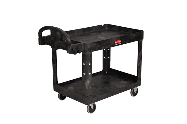 Rubbermaid Medium 2 Tier Heavy Duty Utility Cart w/Lipped Shelf