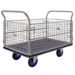 [NF307NFSKIT] Prestar Platform Flat Bed Trolley with Mesh Sides (With Fitted Brakes)