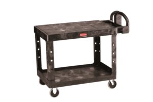 Rubbermaid Large 2 Tier Heavy Duty Utility Cart w/Flat Shelf